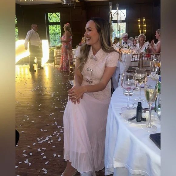 Self-Portrait Pink Boucle Midi Dress - Picture 8 of 9